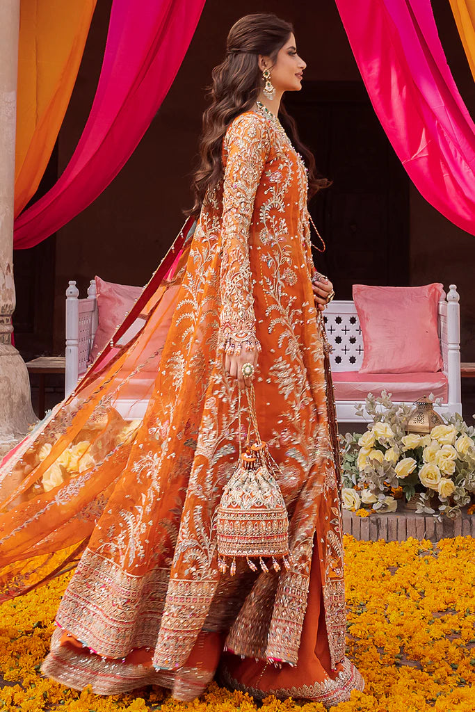 Kanwal Malik : Orange Bridal Collection Net Maxi Replica