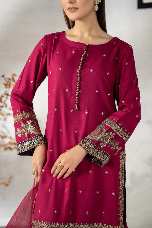 Maria B : Luxury Raw Silk Embroidered 3 Piece Unstitched