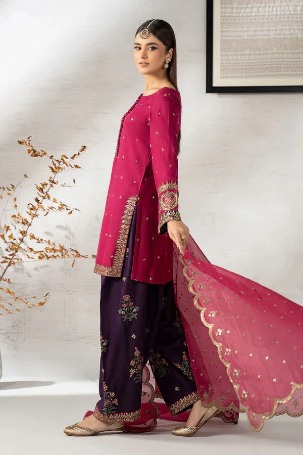 Maria B : Luxury Raw Silk Embroidered 3 Piece Unstitched