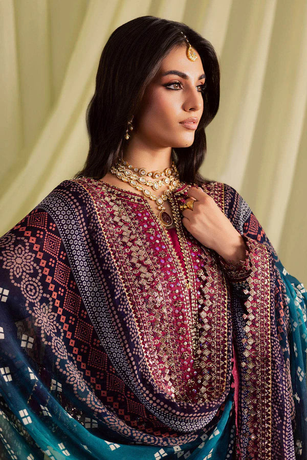 Nureh : Lawn Embroidered & Printed 3 Piece Dress