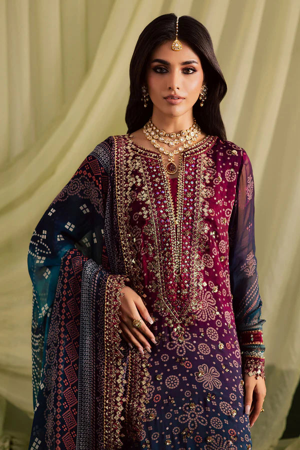 Nureh : Lawn Embroidered & Printed 3 Piece Dress