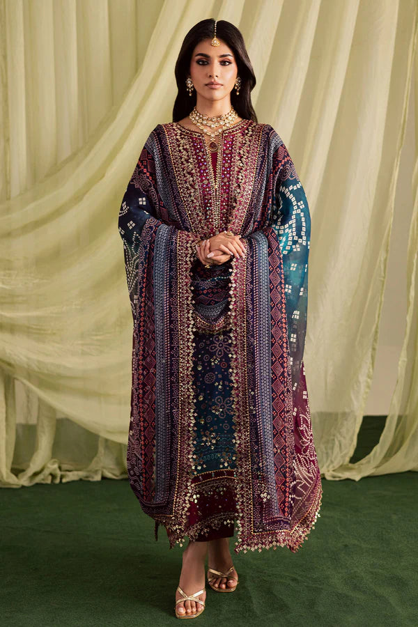 Nureh : Lawn Embroidered & Printed 3 Piece Dress