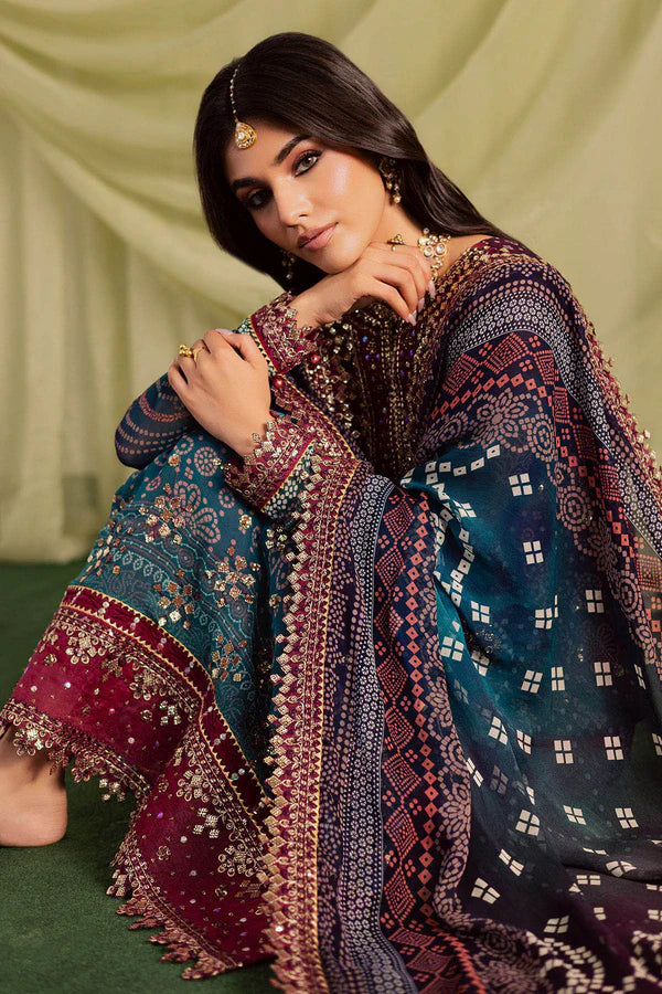 Nureh : Lawn Embroidered & Printed 3 Piece Dress