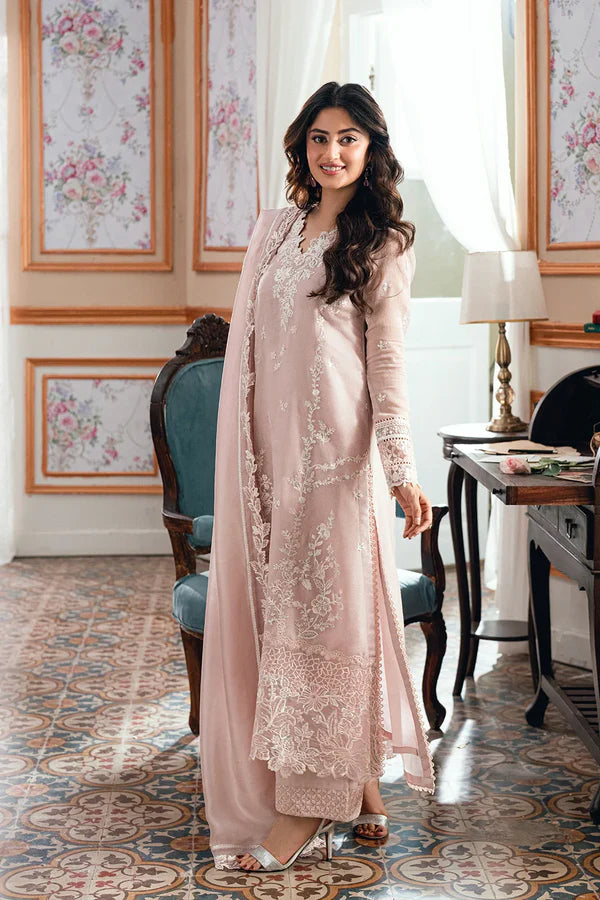 Azure : Ensembles Embroidered Chiffon Unstitched 3Pc Suit  Rosebud