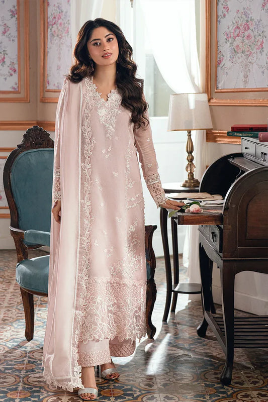 Azure : Ensembles Embroidered Chiffon Unstitched 3Pc Suit  Rosebud