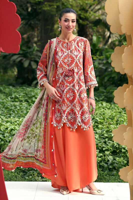 Maria B : Orange Luxury Lawn Collection Replica