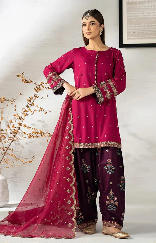 Maria B : Luxury Raw Silk Embroidered 3 Piece Unstitched