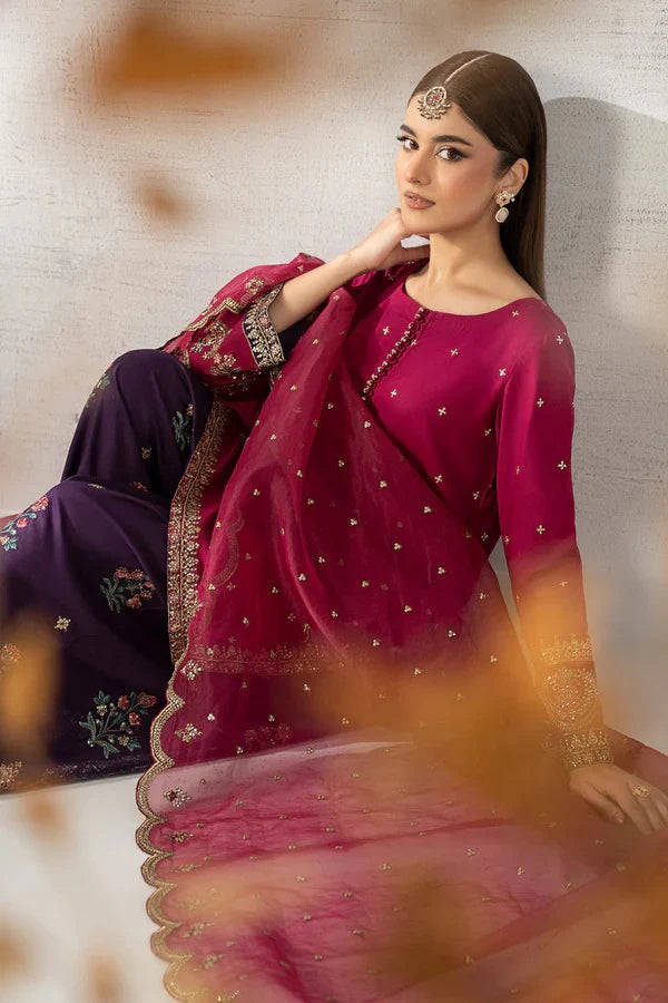 Maria B : Luxury Raw Silk Embroidered 3 Piece Unstitched