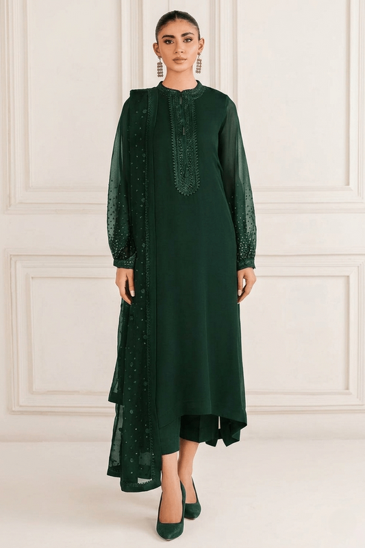 Baroque : Bottle Green Chiffon Formal Collection Replica
