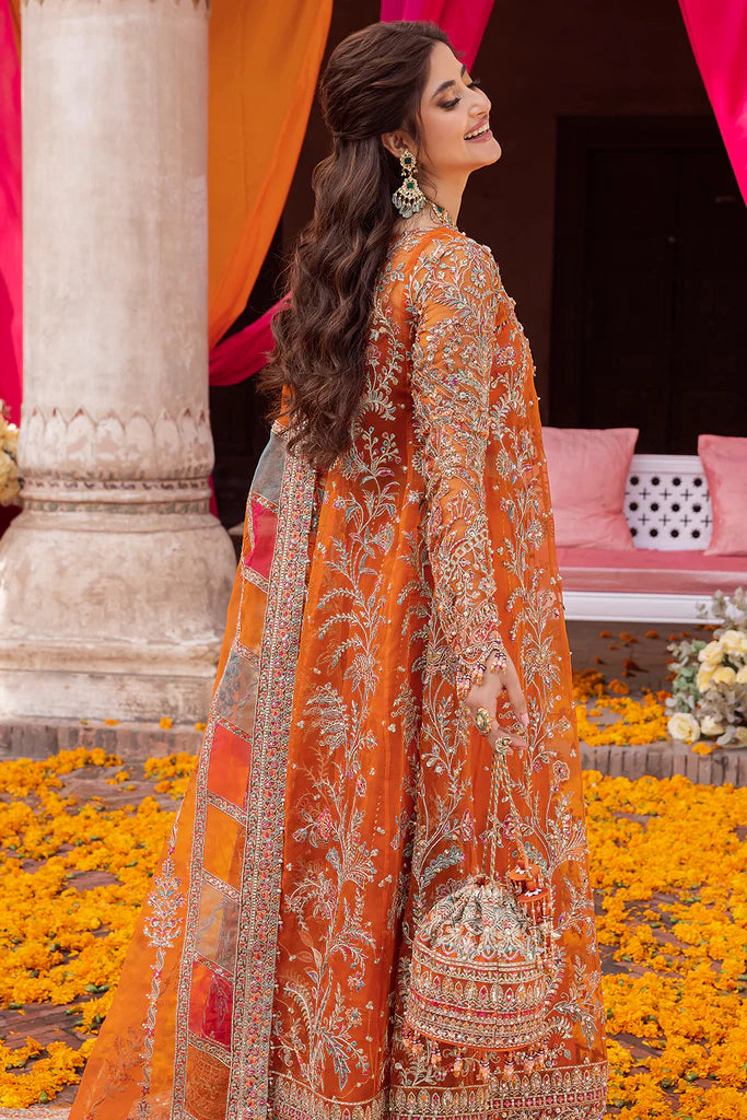 Kanwal Malik : Orange Bridal Collection Net Maxi Replica
