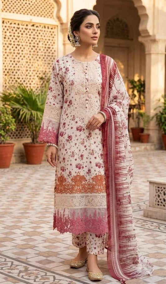 Mayanaz - Stitched 3Piece Squence Petch Embroidery Lawn Suit