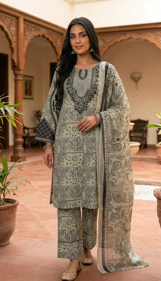 Mayanaz - Stitched 3Piece Squence Petch Embroidery Lawn Suit