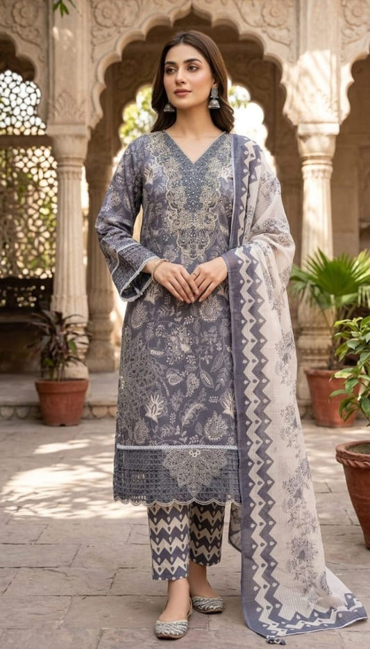 Mayanaz - Stitched 3Piece Squence Petch Embroidery Lawn Suit