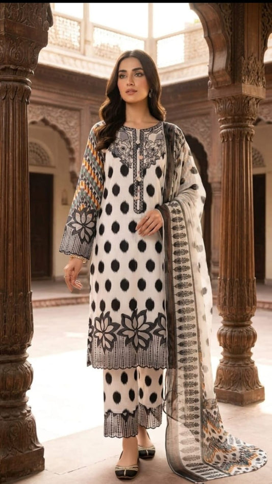 Mayanaz - Stitched 3Piece Squence Petch Embroidery Lawn Suit