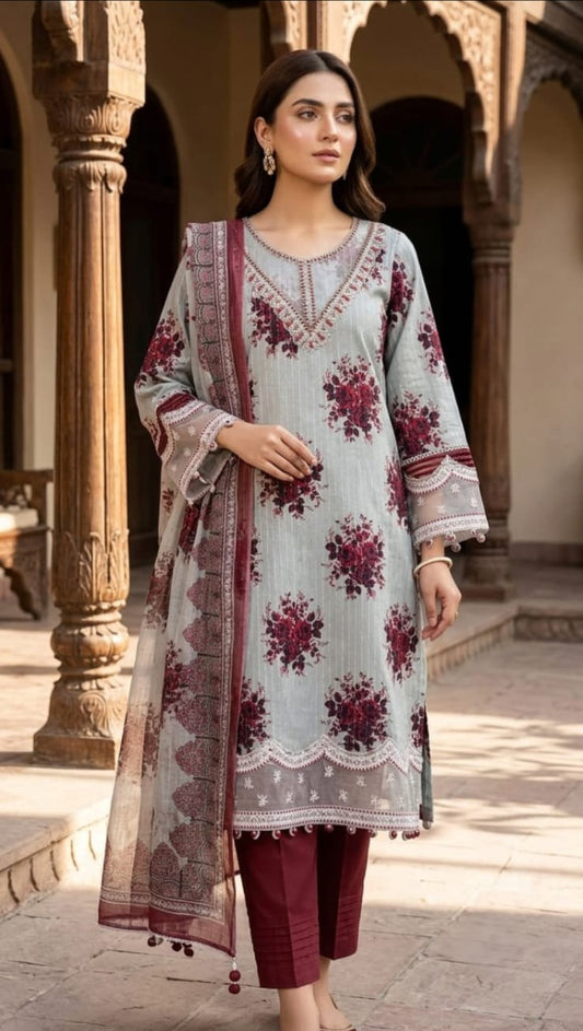 Mayanaz - Stitched 3Piece Squence Petch Embroidery Lawn Suit