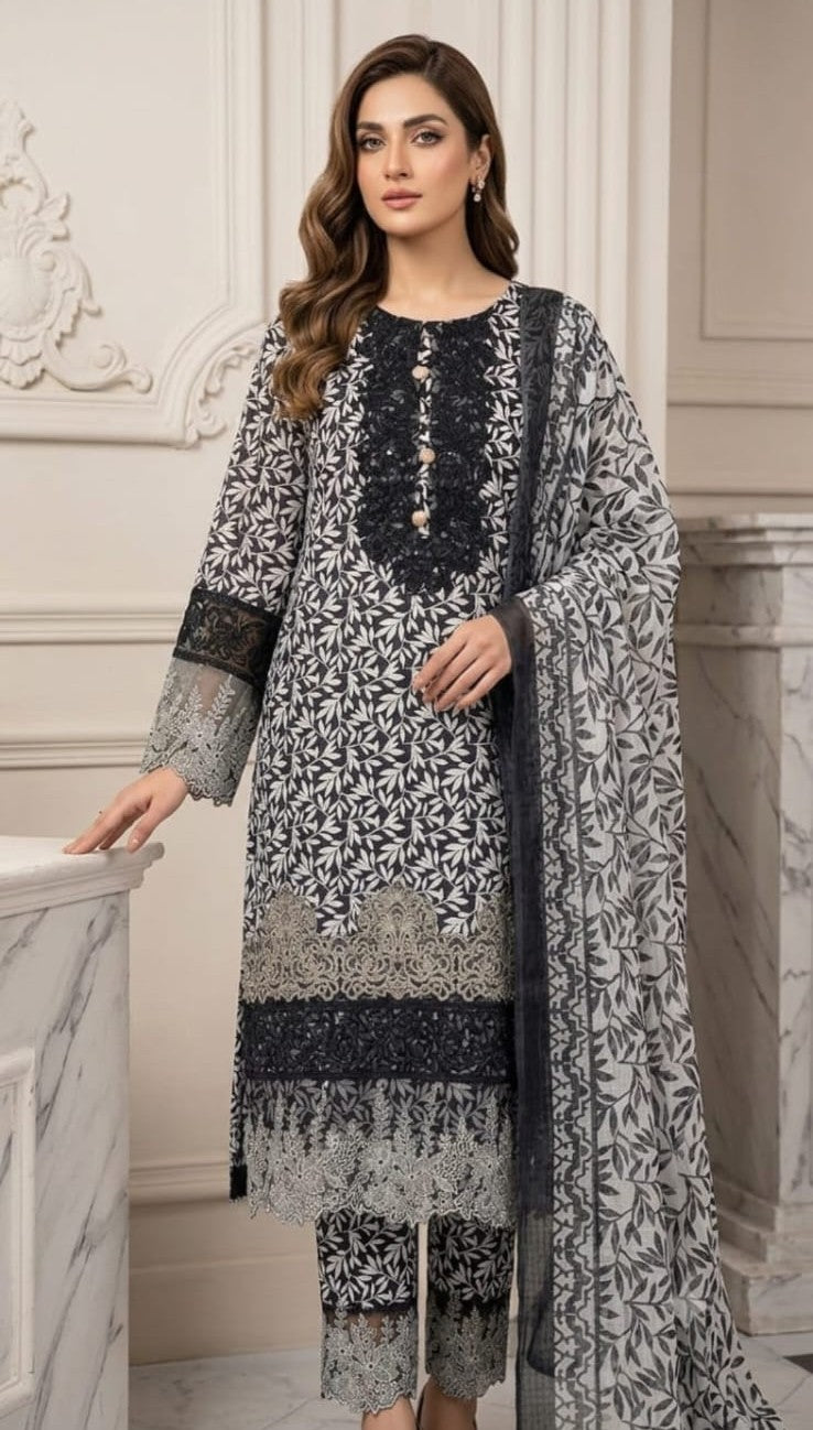 Mayanaz - Stitched 3Piece Squence Petch Embroidery Lawn Suit