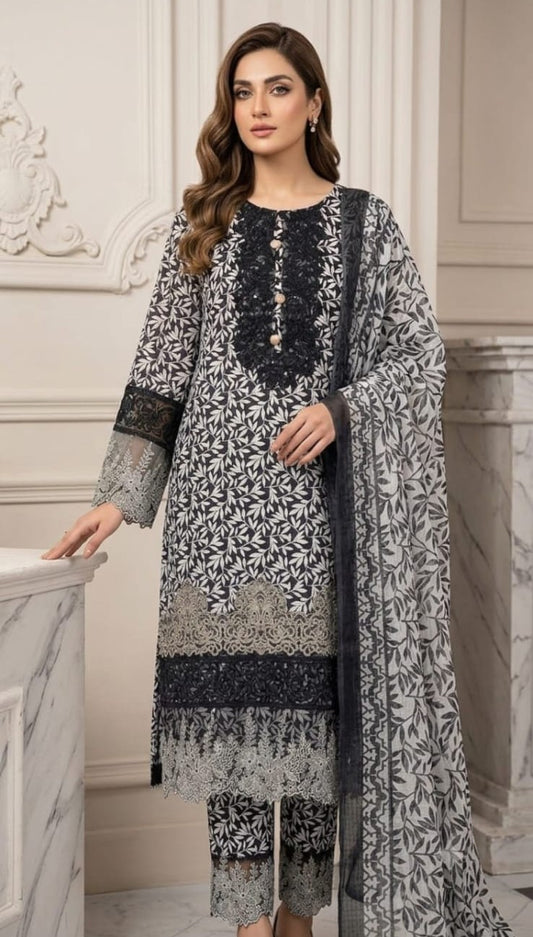 Mayanaz - Stitched 3Piece Squence Petch Embroidery Lawn Suit