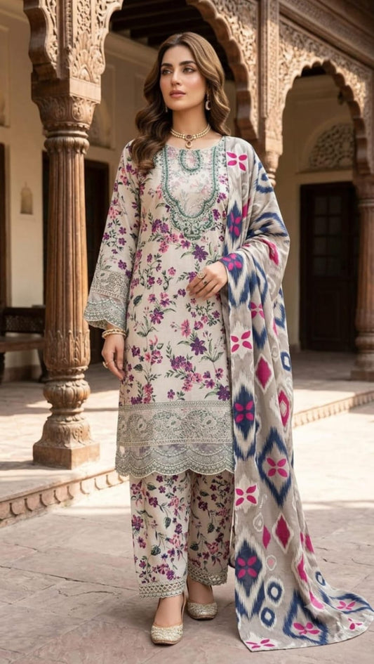 Mayanaz - Stitched 3Piece Squence Petch Embroidery Lawn Suit