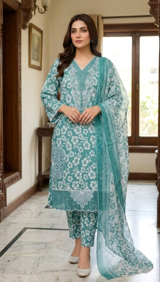Mayanaz - Stitched 3Piece Squence Petch Embroidery Lawn Suit