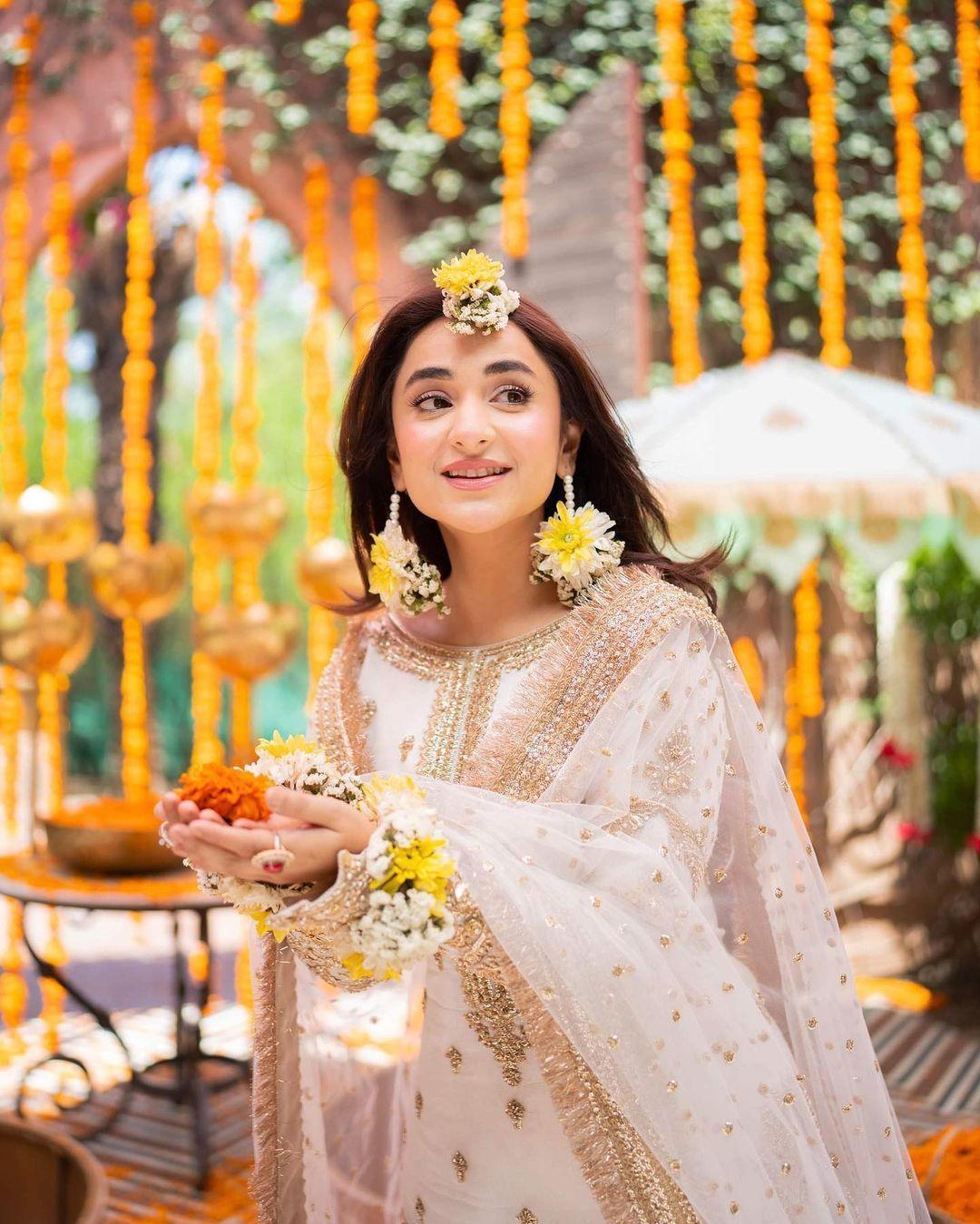 Maha Wajahat : White Gharara Bridal Collection Chiffon Replica