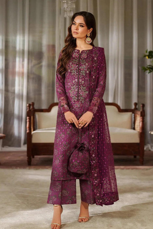 Iznik : Purple Luxury Printed Lawn Collection Replica