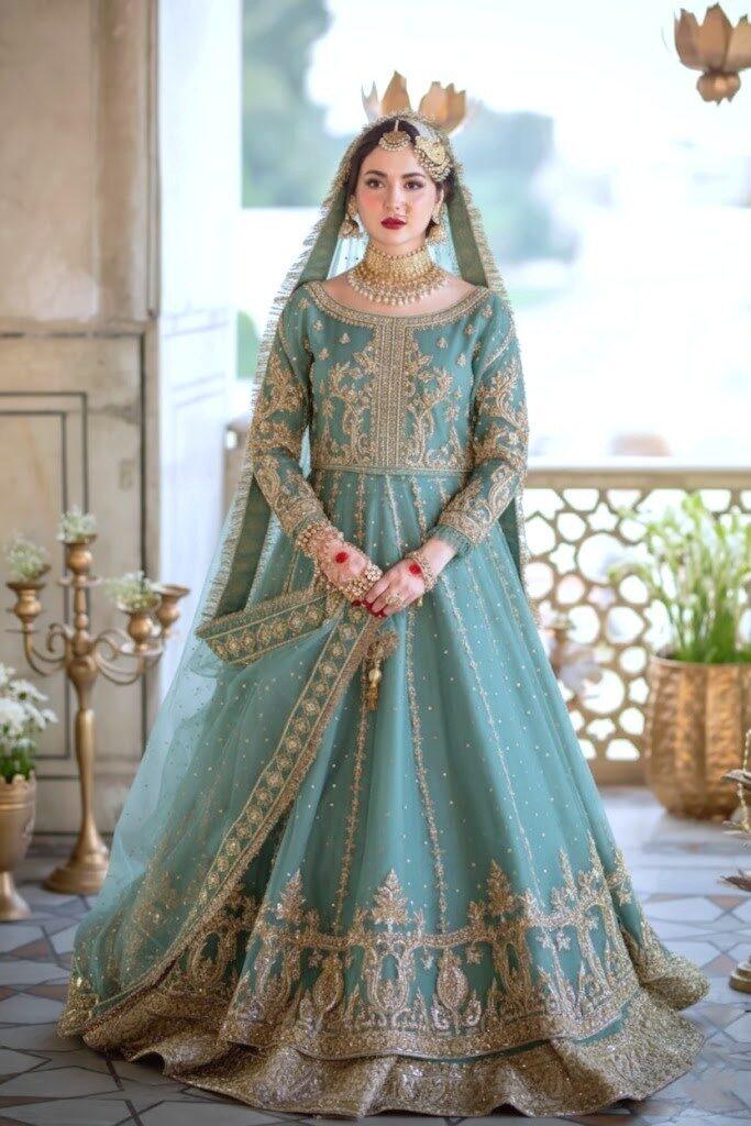 Maha Wajahat : Seagreen Bridal Collection Net Replica