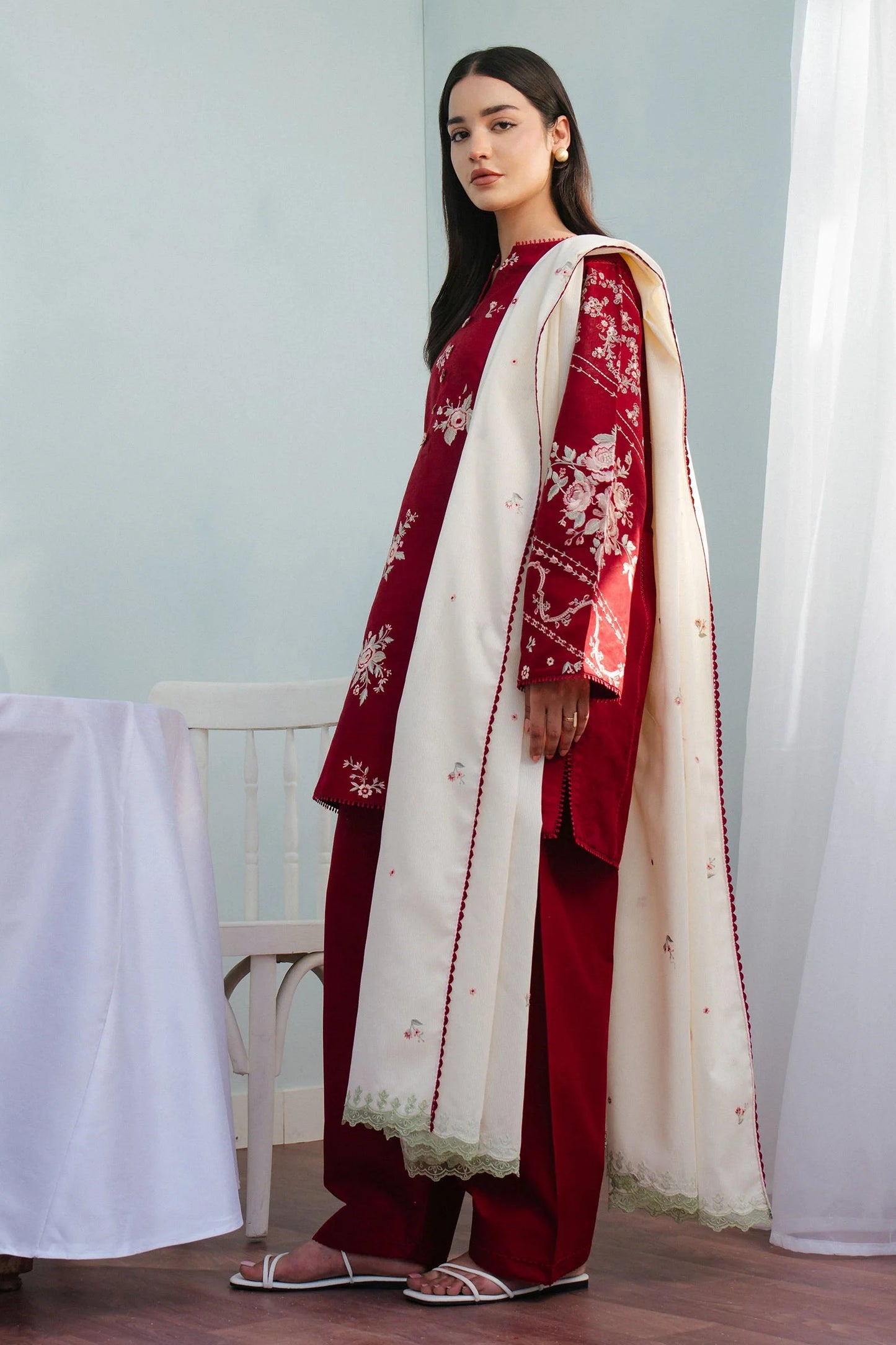 Zara By Shahjahan : Red Printed Lawn Collection Replica