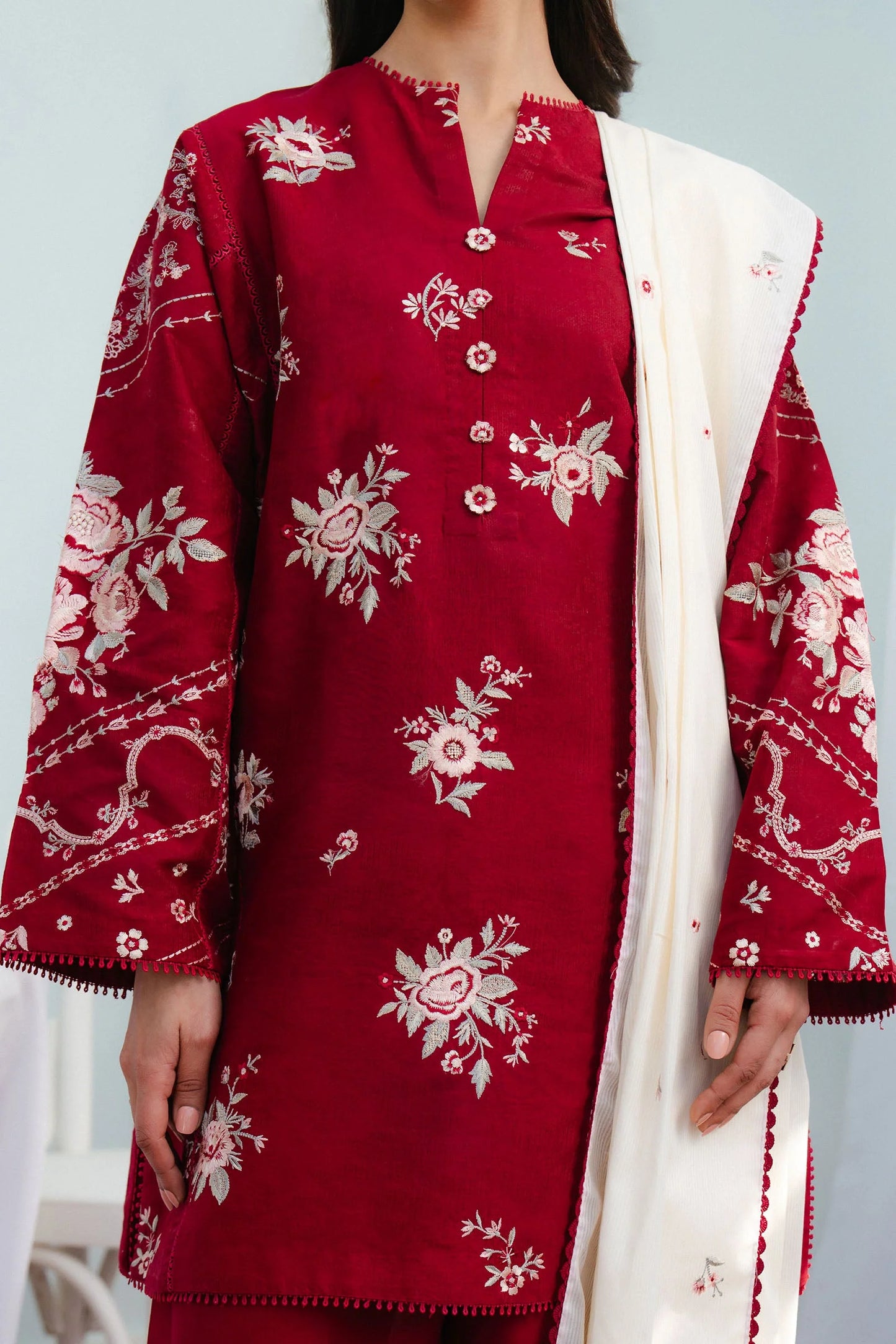Zara By Shahjahan : Red Printed Lawn Collection Replica